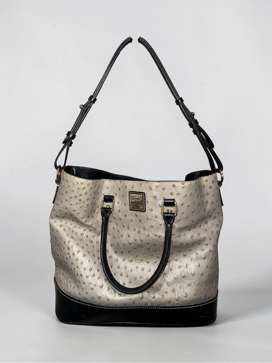 Dooney & Bourke Handbags - Dooney & Bourke Gray Ostrich-Embossed Chelsea tote